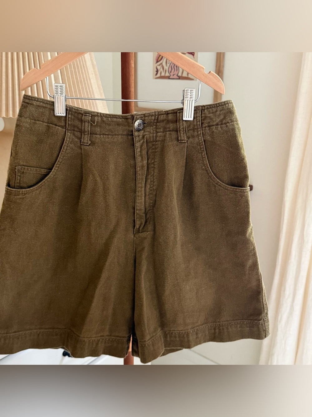 Vintage Olive Green Patagonia Air Conditioned Pleated High Waist Shorts